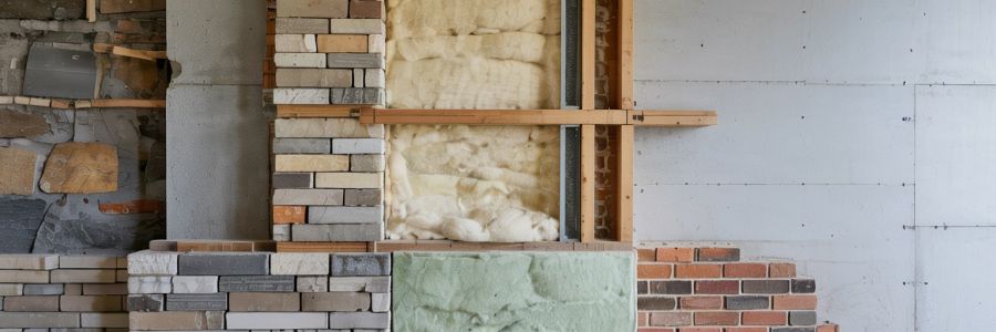 Sezione di parete che mostra l'isolamento interno