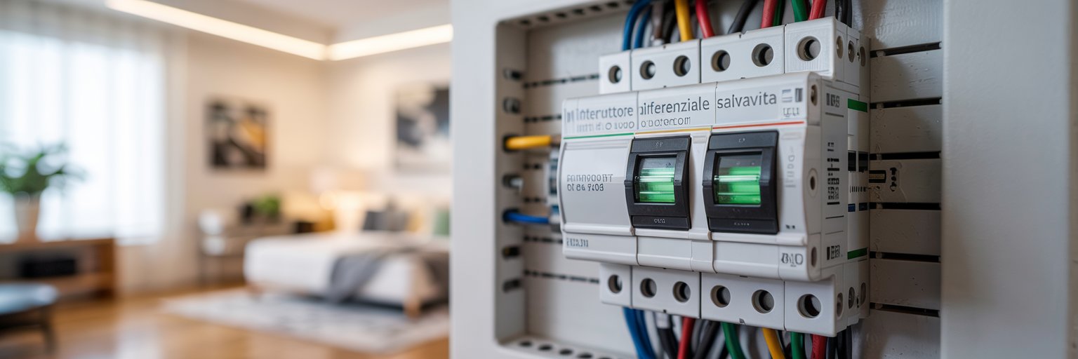 Quadro elettrico a norma secondo le più recenti normative CEI con interruttori differenziali di ultima generazione installato in un appartamento ristrutturato a Firenze