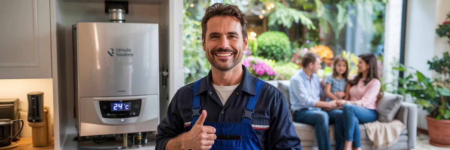 Installazione caldaie Empoli - tecnico che installa caldaia sorridente ADL 360 srl