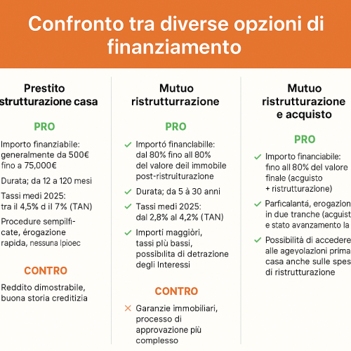 Confronto tra diverse opzioni di finanziamento con pro e contro