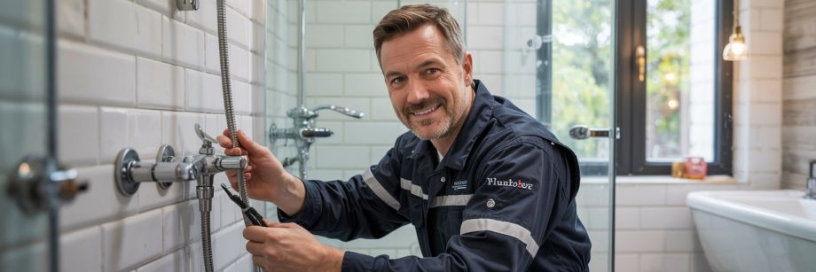 Tecnico che esegue una riparazione idraulica